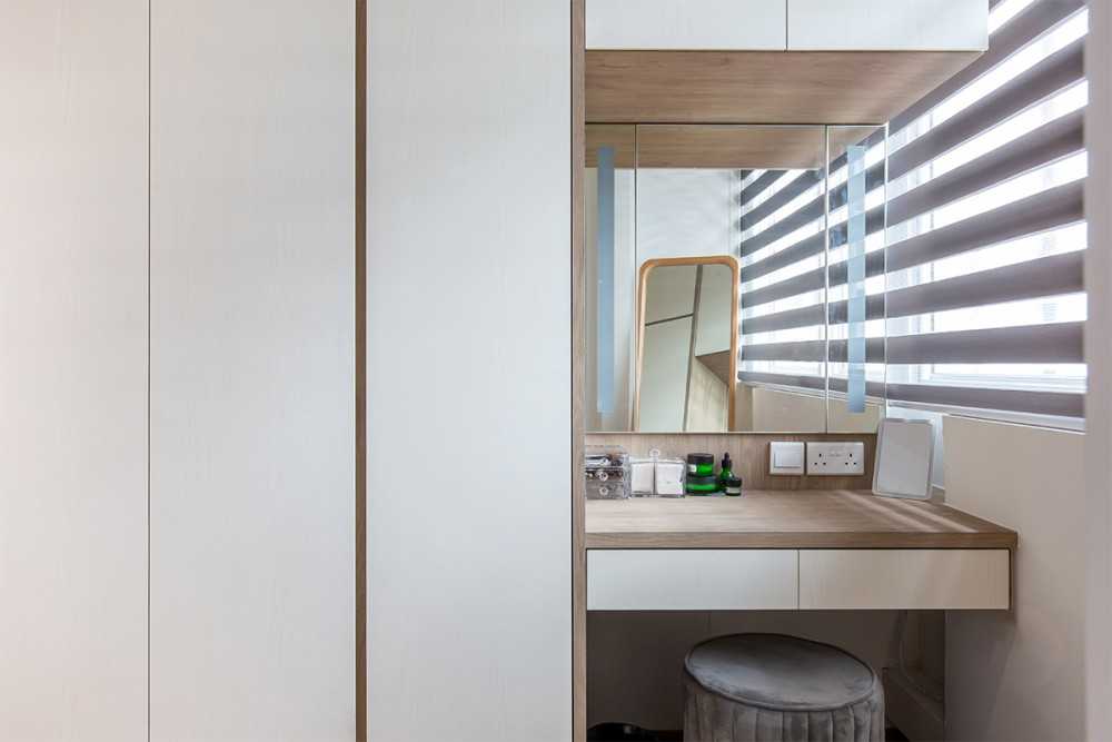 Scandinavian Bedroom with Mirror and Wardrobe