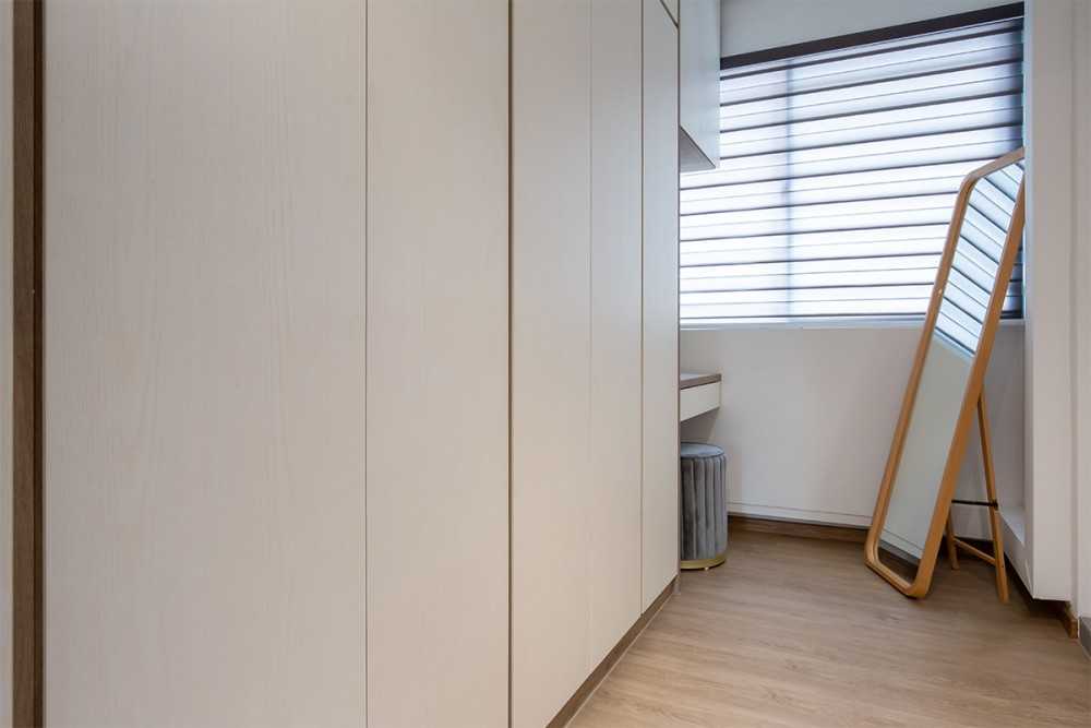 Scandinavian Bedroom with Vinyl Flooring and Wood Flooring