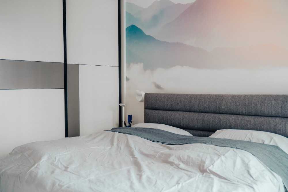 Scandinavian Bedroom with Wardrobe and Closet