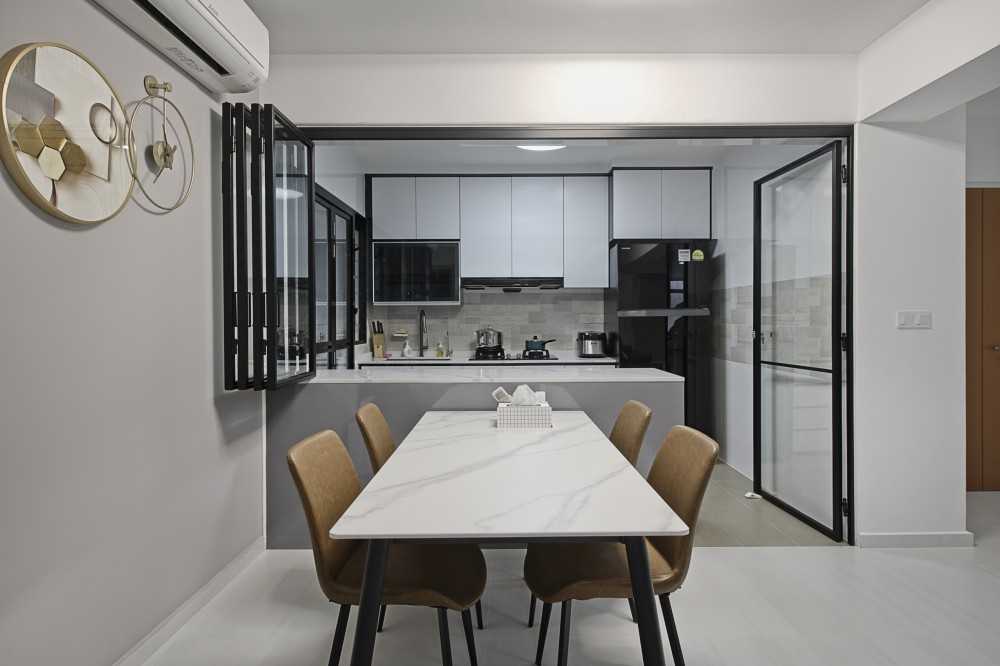 Modern Dining Room with Ceiling Light and Dining Table