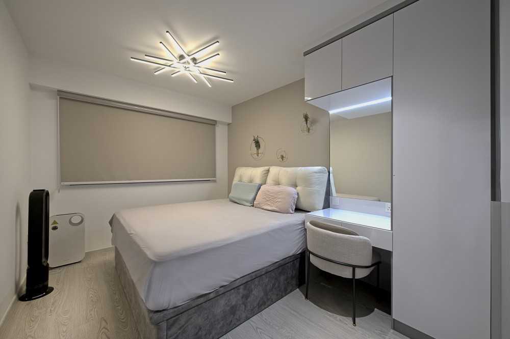 Modern Bedroom with Wardrobe and Roller Blinds