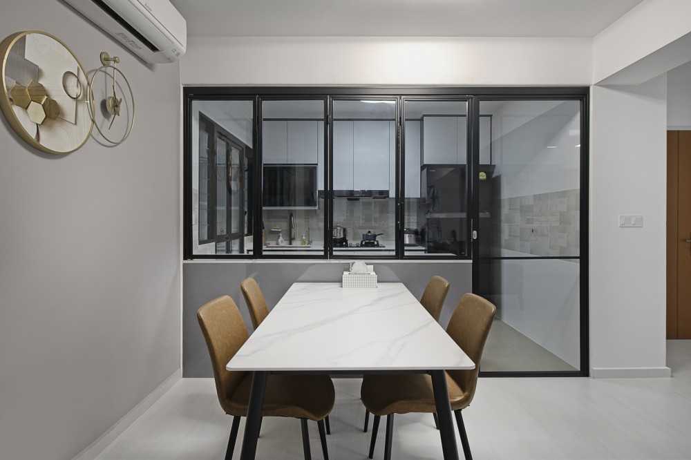 Modern Dining Room with Ceiling Light and Dining Table