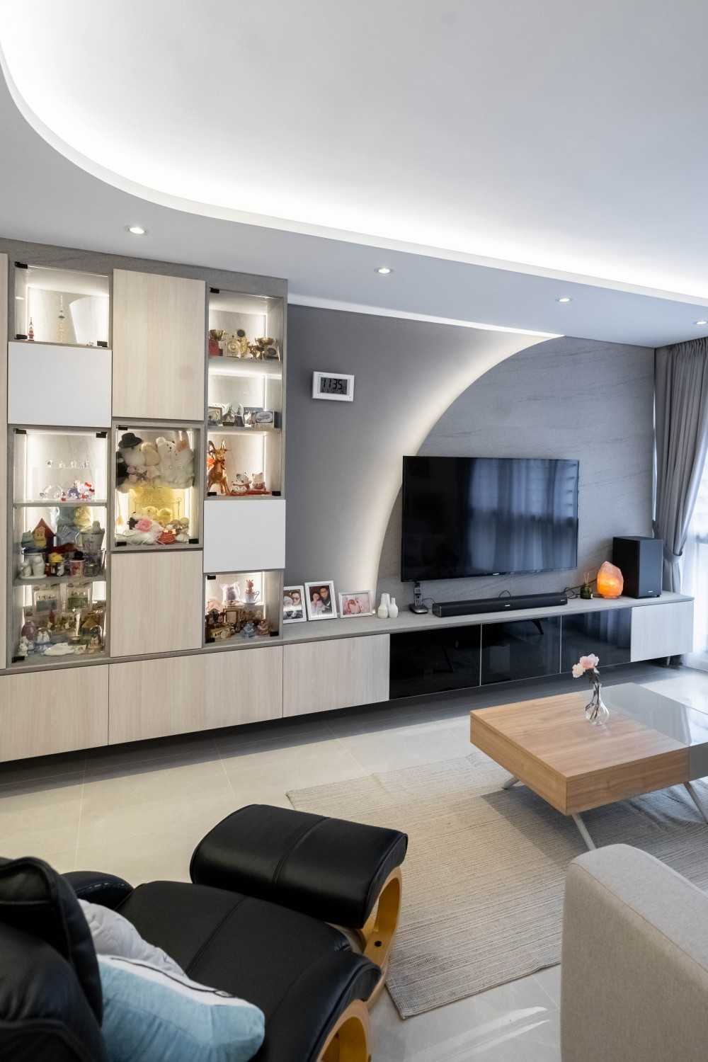 Contemporary Living Room with TV Console and Sofa