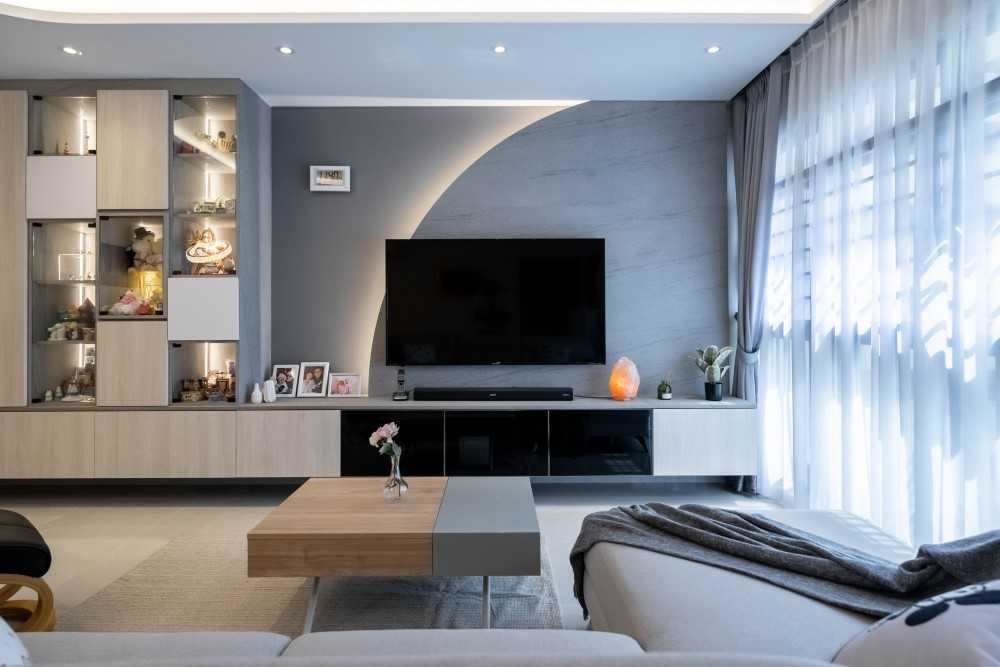 Contemporary Living Room with TV Console and Sofa