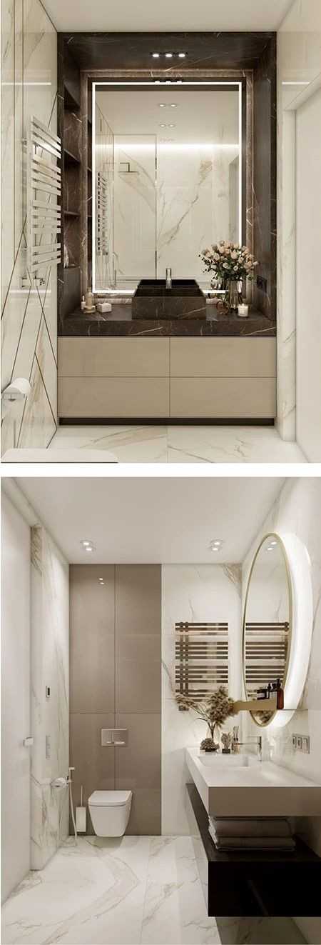 Contemporary Bathroom with Homogeneous Tiles and Marble Floor