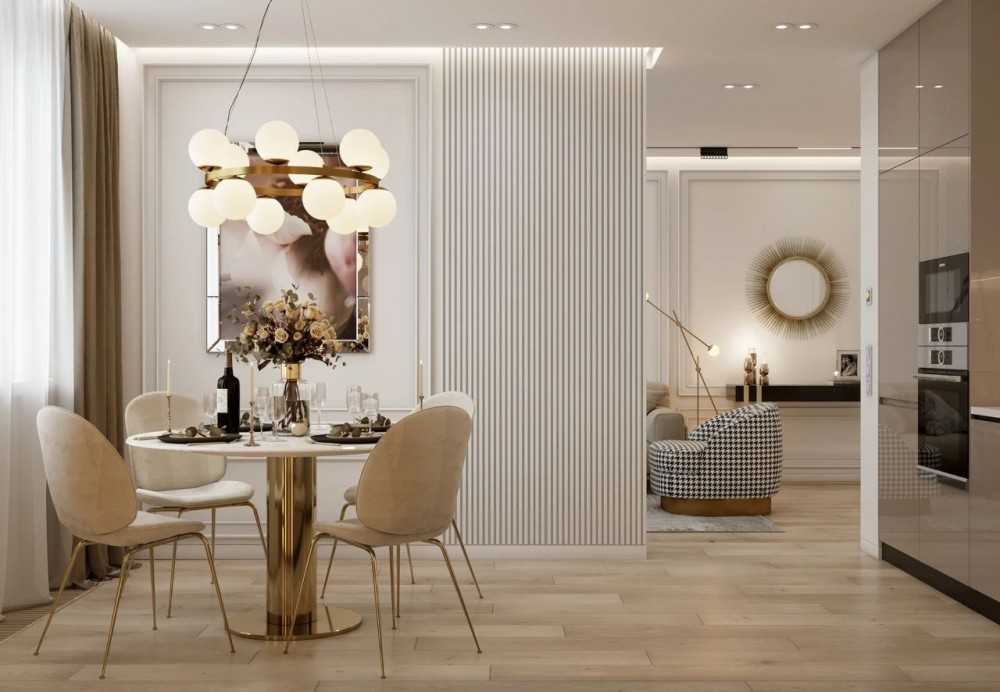 Contemporary Dining Room with Parquet Floor and Ceiling Light