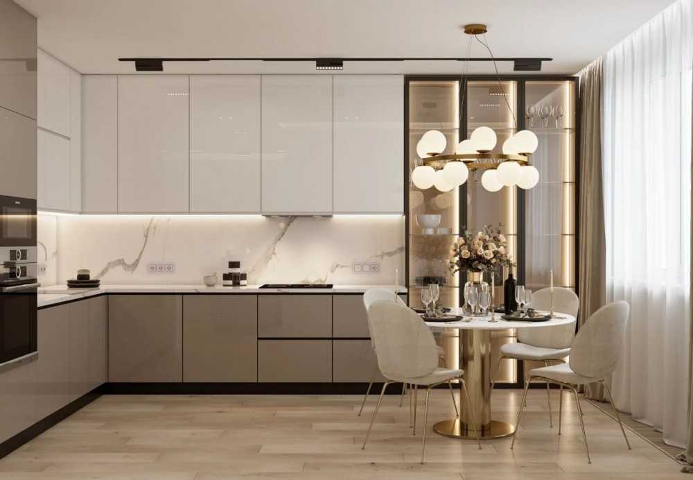 Contemporary Dining Room with Wood Flooring and Open Kitchen