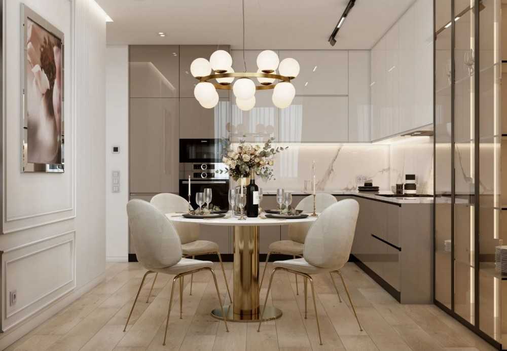 Contemporary Kitchen with Countertop and Wood Flooring