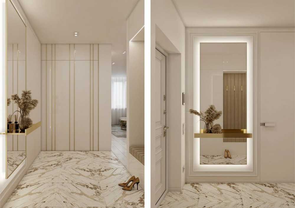 Contemporary Entryway with Mirror and Shoe Cabinets