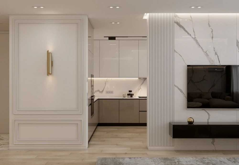 Contemporary Kitchen with Countertop and Parquet Floor