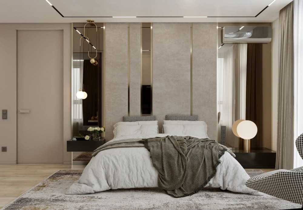 Contemporary Bedroom with Wood Flooring and Wardrobe