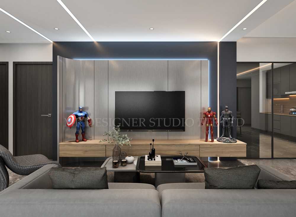 Industrial Living Room with Bookshelf and Countertop
