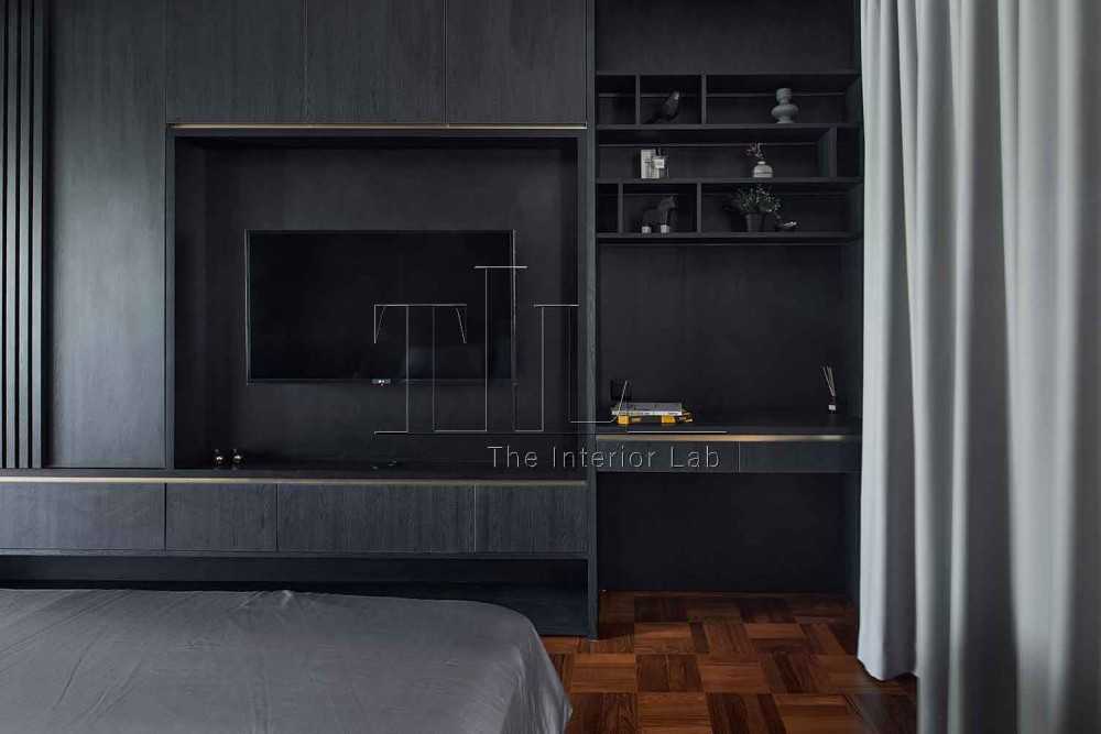 Modern Bedroom with Curtain and TV