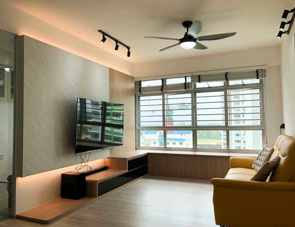 Scandinavian Living Room with Window Seat and Sofa