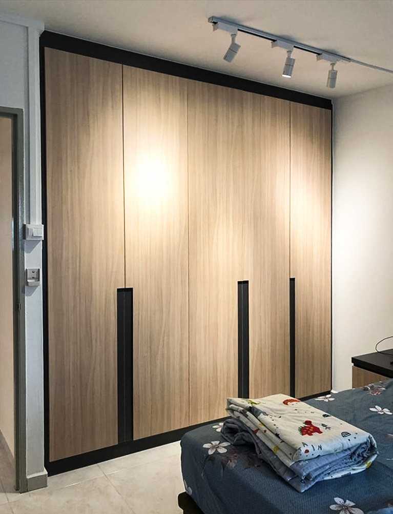 Modern Bedroom with Wardrobe and Paintings