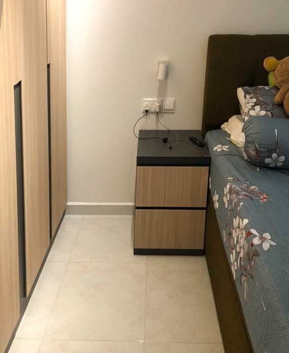 Modern Bedroom with Wardrobe and Bedside Table
