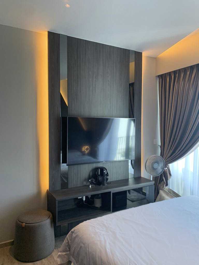 Modern Bedroom with Feature Wall and TV