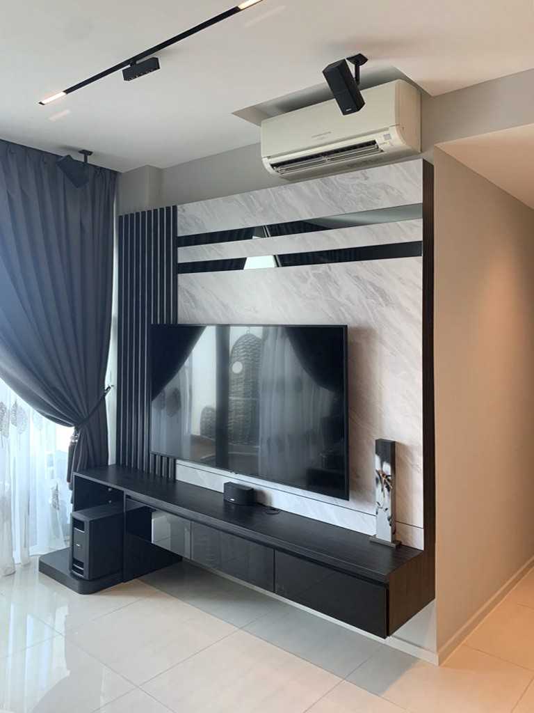 Modern Living Room with Feature Wall and TV