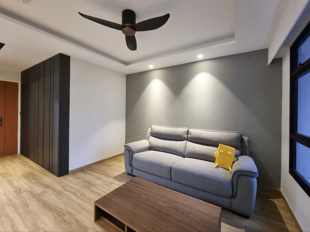 Scandinavian Living Room with Sofa and Storage Cabinets