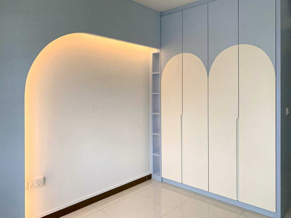 Modern Bedroom with Wardrobe and Paintings