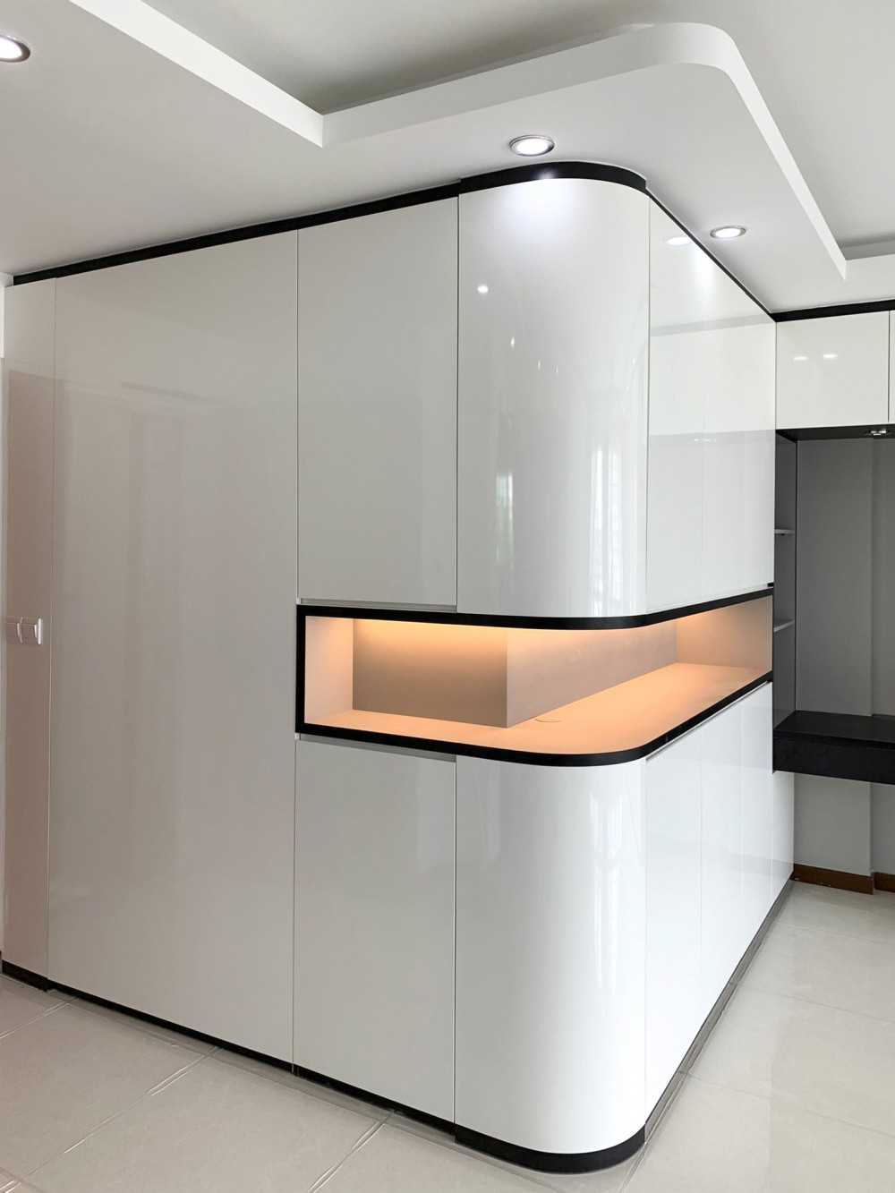 Modern Entryway with Wardrobe and Storage Cabinets