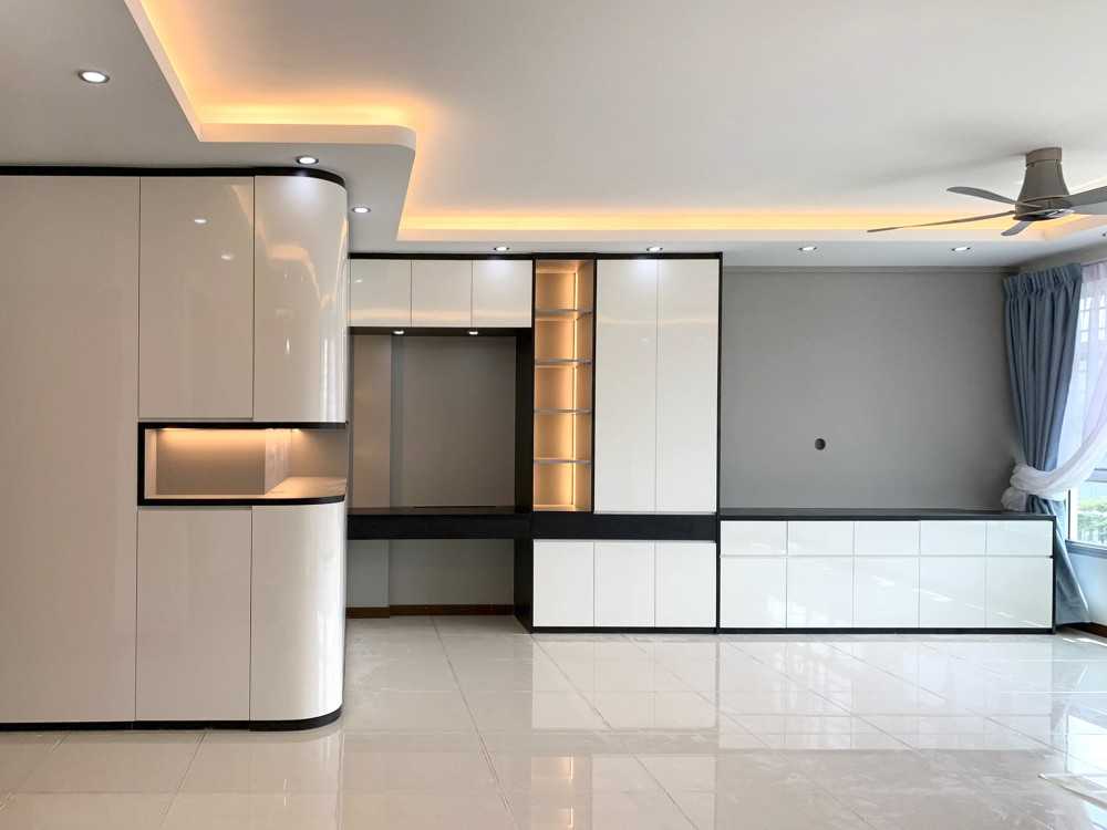 Modern Living Room with Feature Wall and Wardrobe
