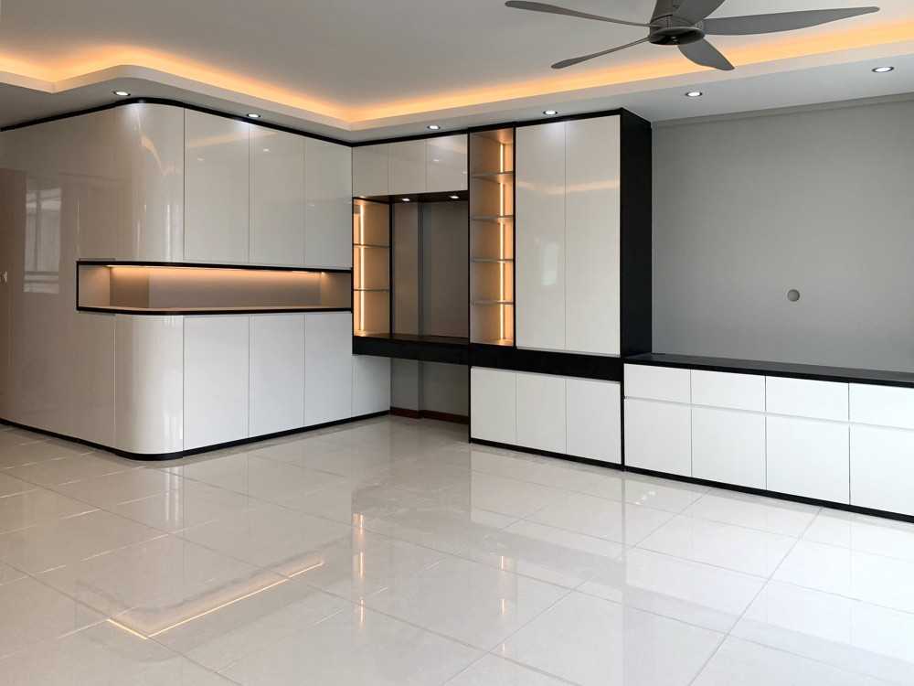 Modern Living Room with Wardrobe and Paintings