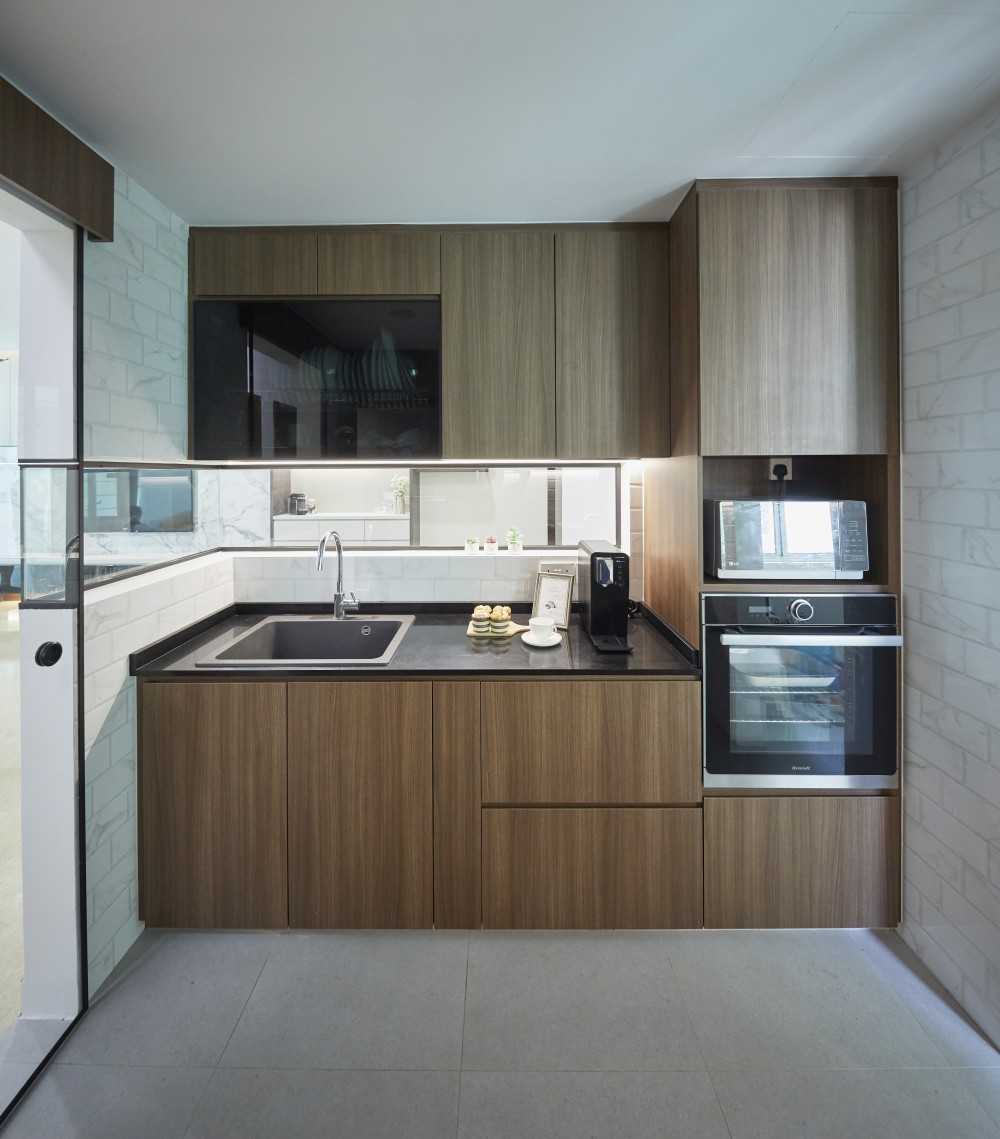Scandinavian Kitchen with Feature Wall and Kitchen Accessories