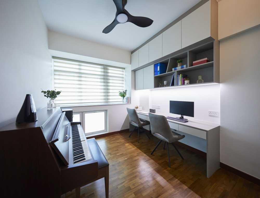 Scandinavian Study with Bay Window and Wardrobe
