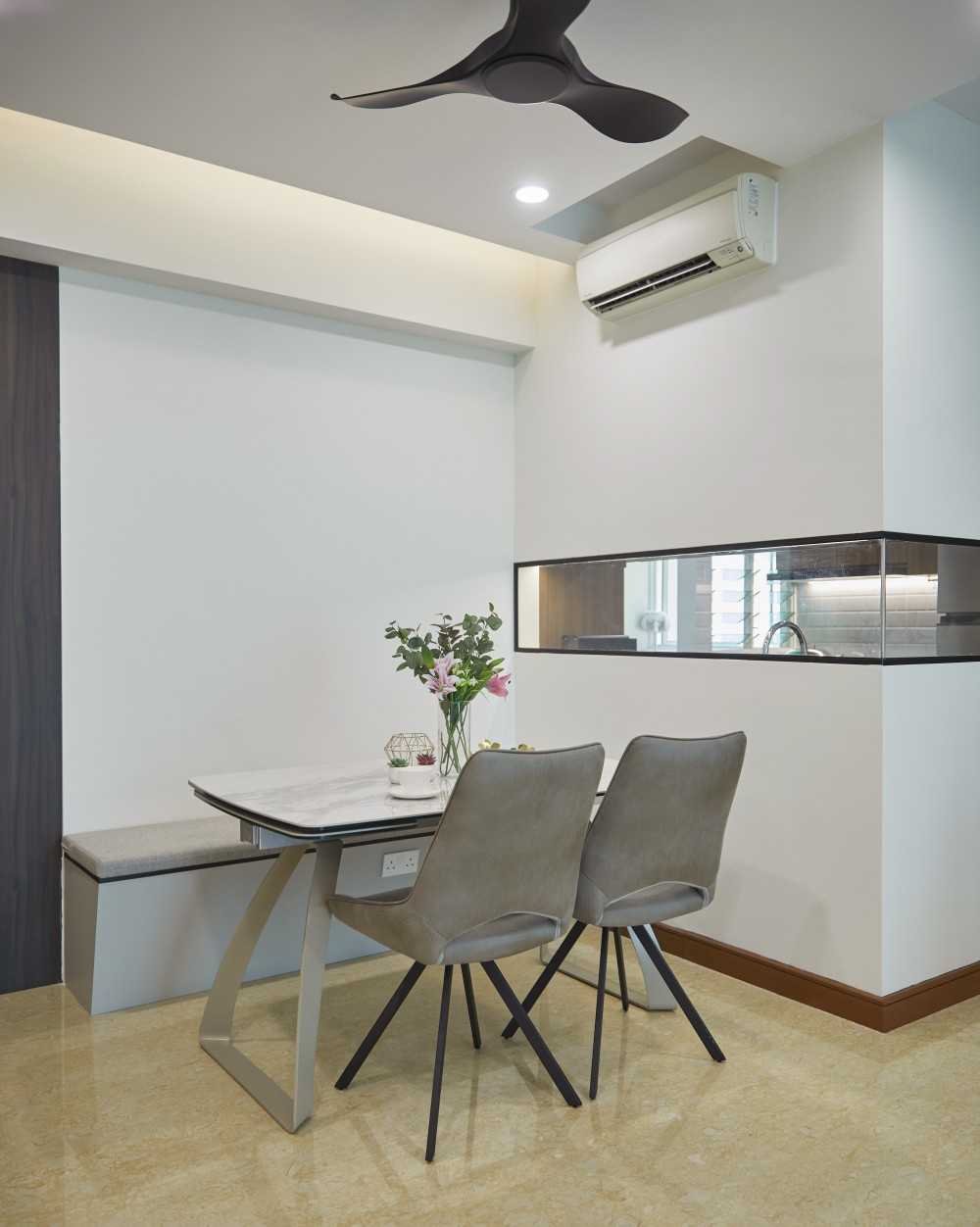 Scandinavian Dining Room with Feature Wall and Dining Table
