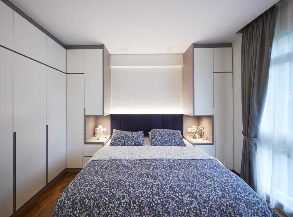 Scandinavian Bedroom with Bay Window and Wardrobe