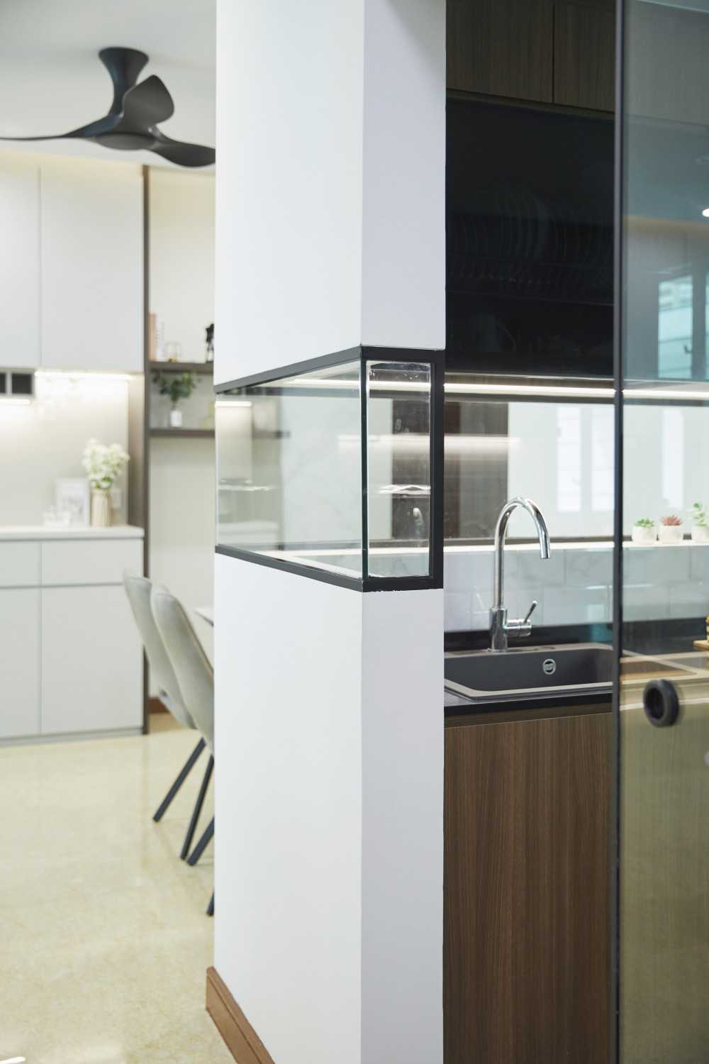Scandinavian Kitchen with Mirror and Kitchen Accessories