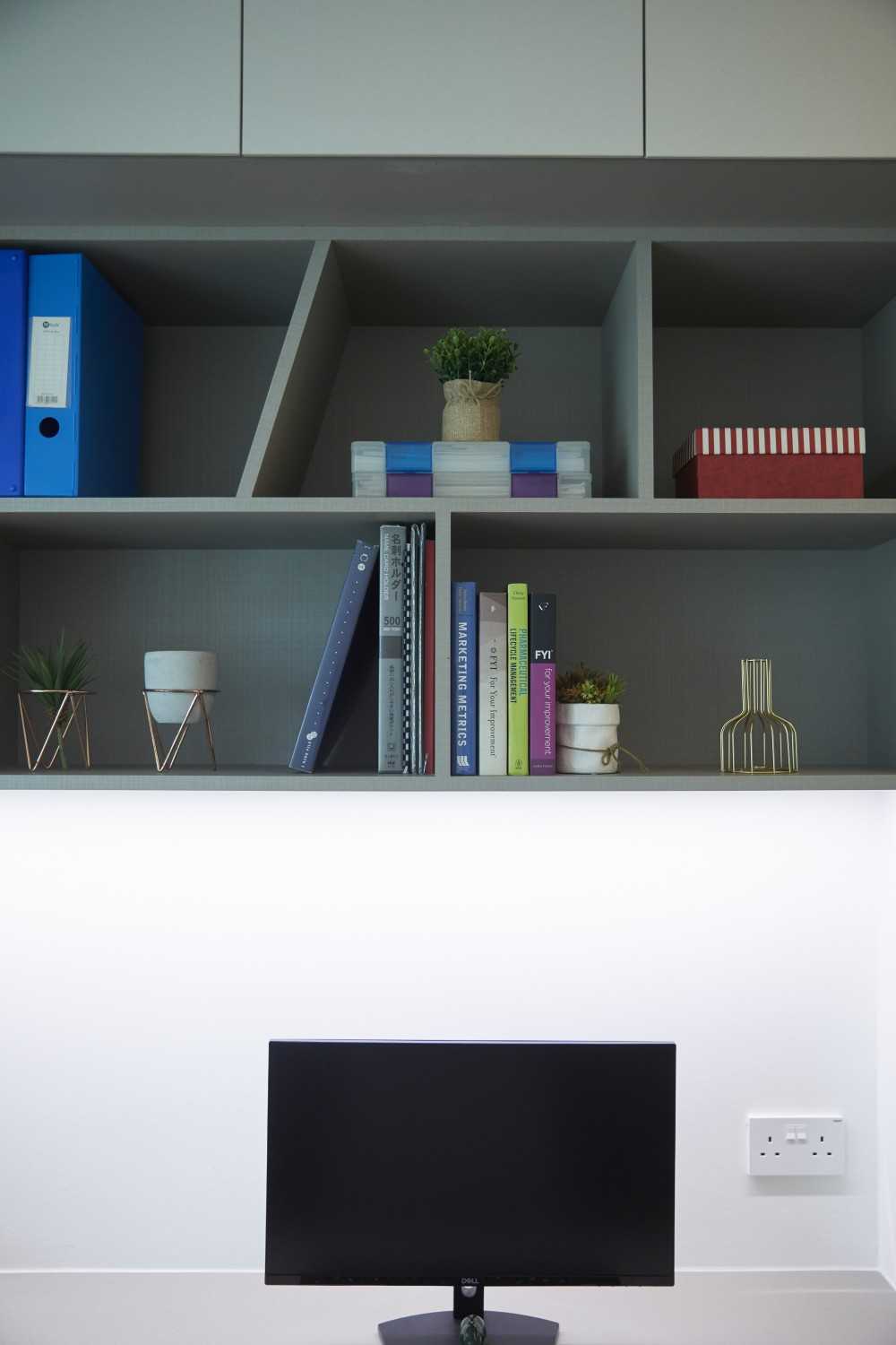 Scandinavian Study with Storage Cabinets and Computer Table