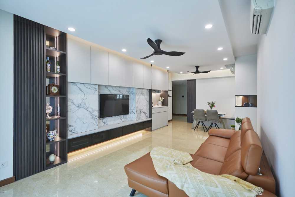 Scandinavian Living Room with Wardrobe and Sofa