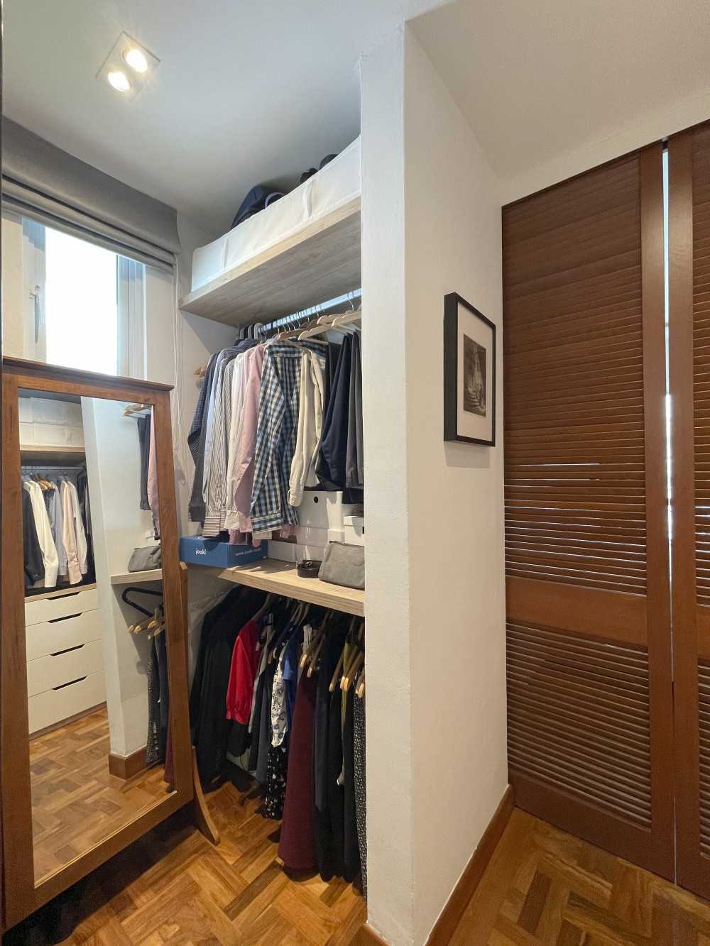 Scandinavian Bedroom with Mirror and Wardrobe