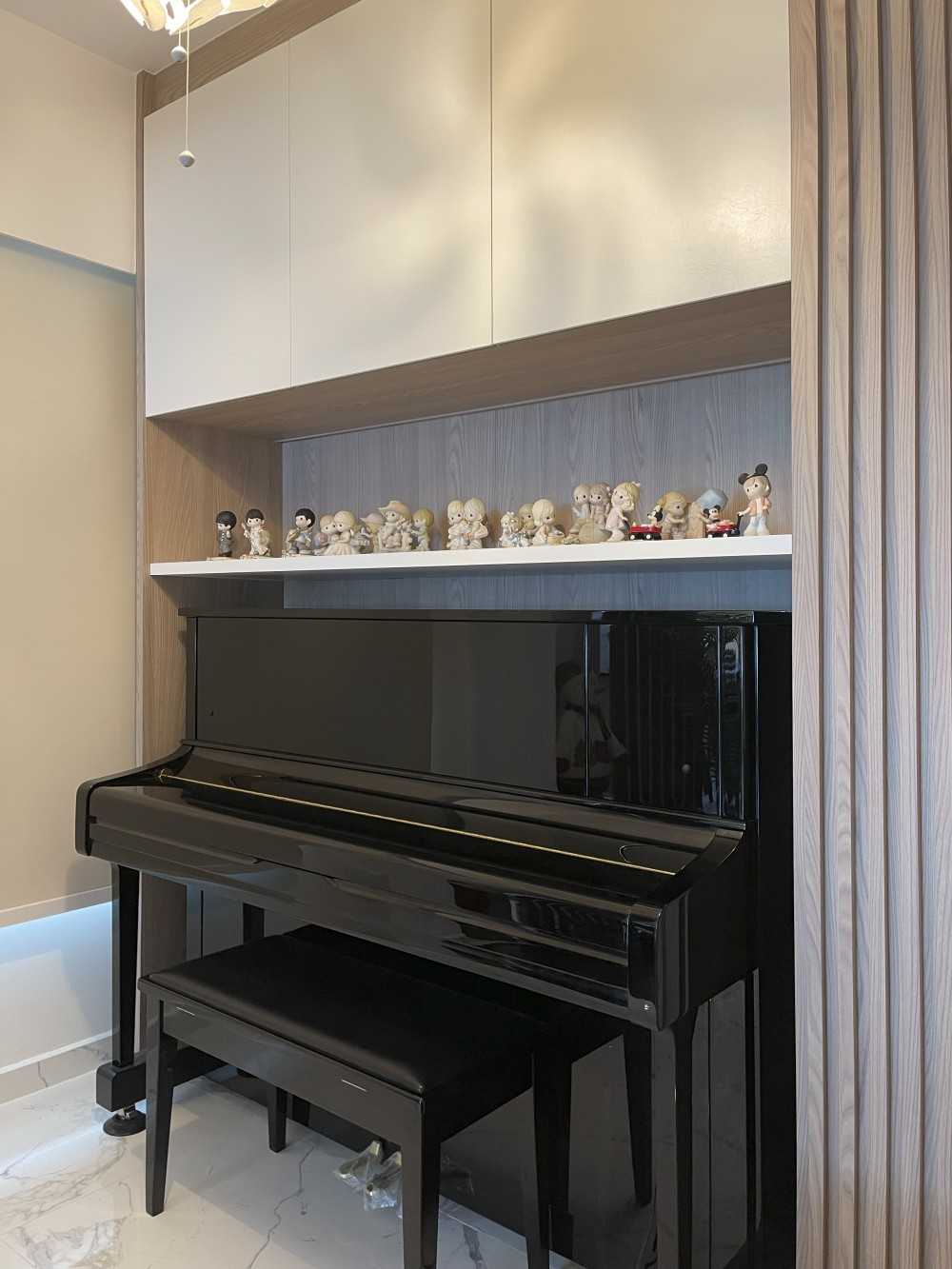 Scandinavian Studio with Storage Cabinets and Small Storage