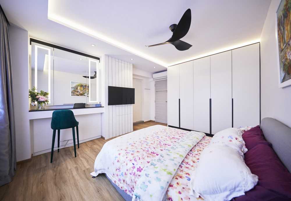 Modern Bedroom with Wardrobe and Storage Cabinets