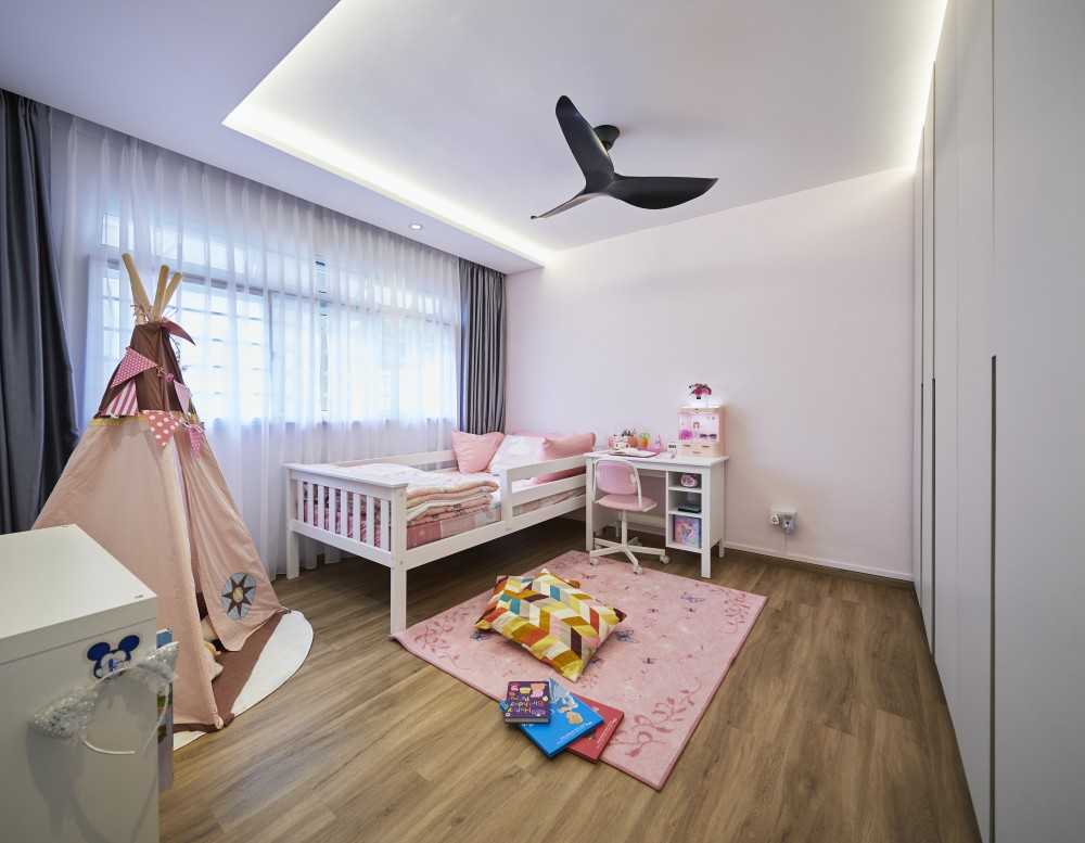 Modern Kids Room with Wardrobe and Paintings