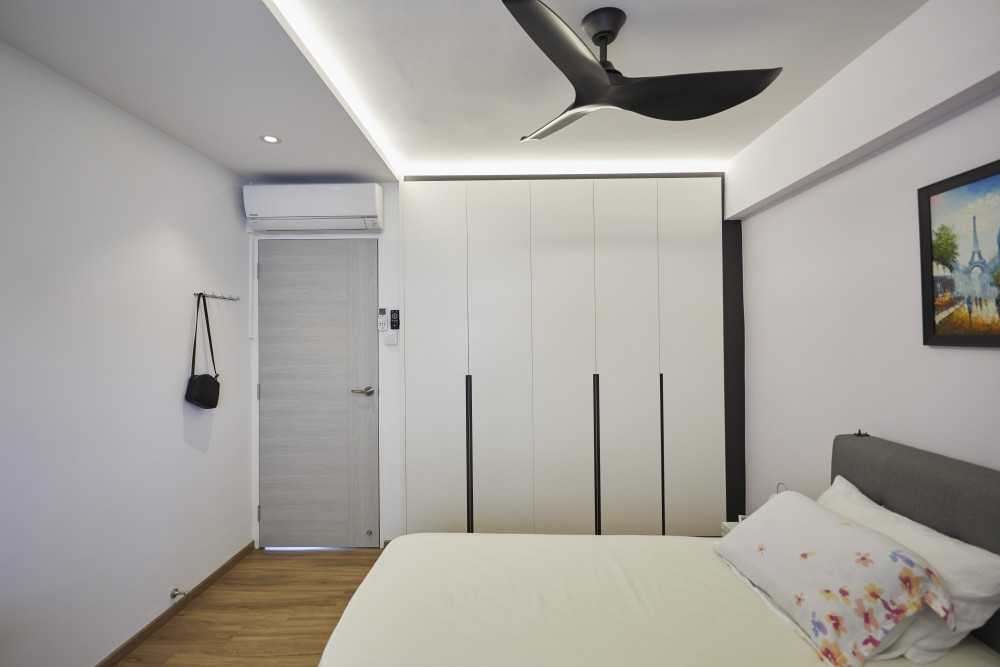Modern Bedroom with Wardrobe and Bedside Table