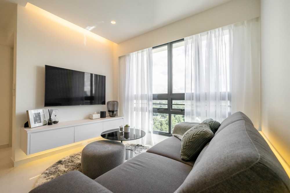 Minimalist Living Room with TV Console and Sofa