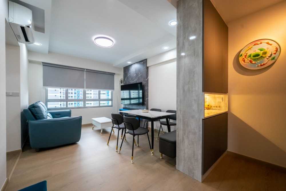 Contemporary Living Room with TV Console and Sofa