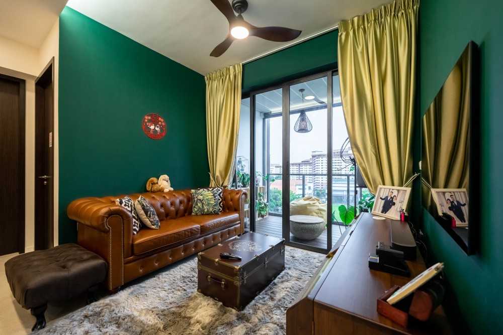 Industrial Living Room with Sofa and TV
