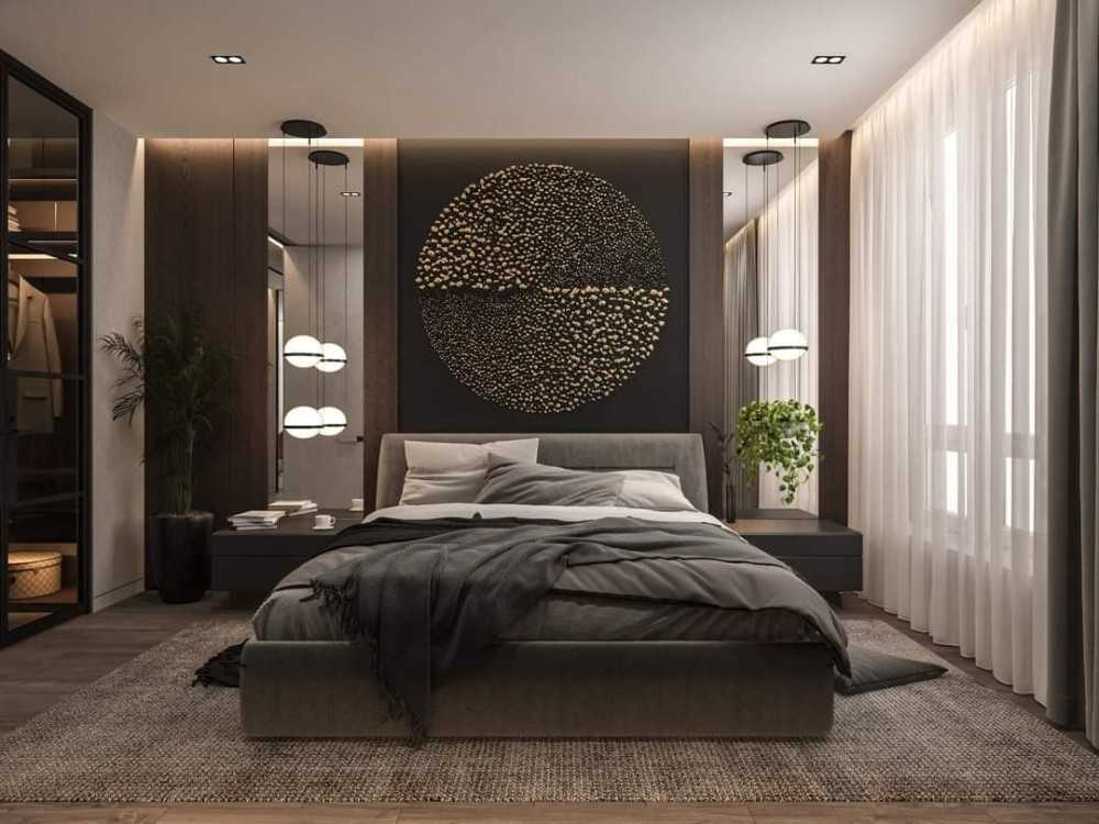 Contemporary Bedroom with Vinyl Flooring and Wardrobe