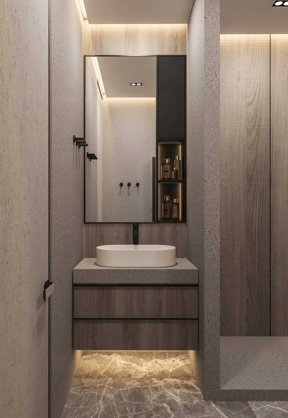 Contemporary Bathroom with Homogeneous Tiles and Marble Floor