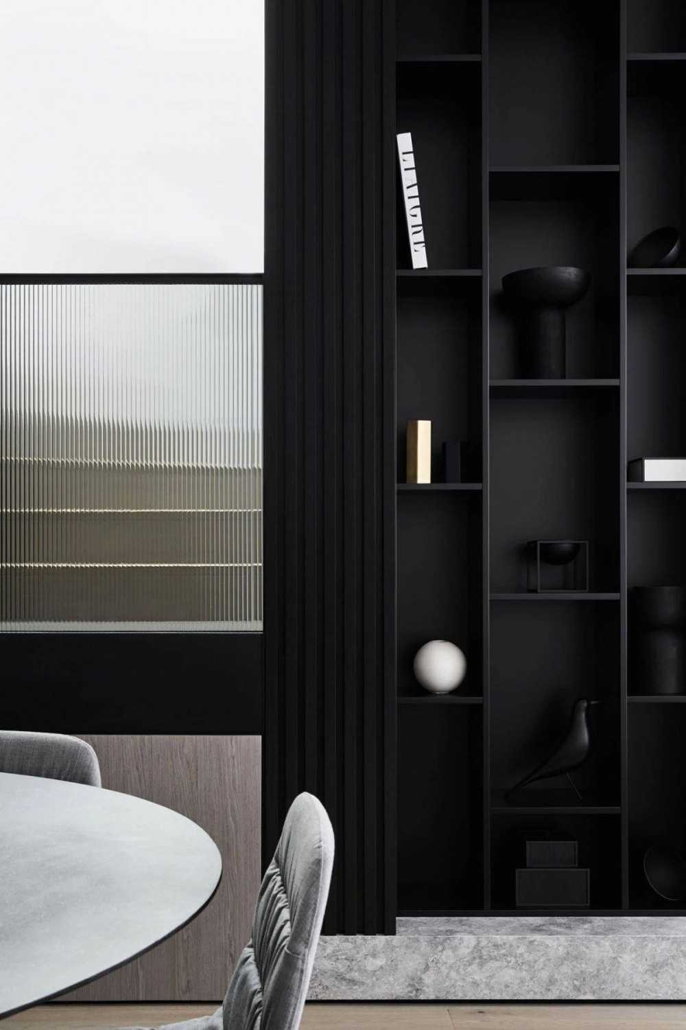Contemporary Study with Bookshelf and Vinyl Flooring