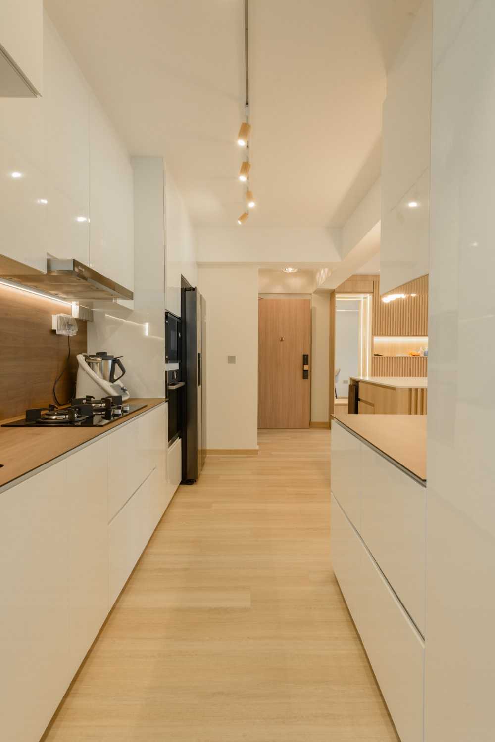 Scandinavian Kitchen with Countertop and Vinyl Flooring