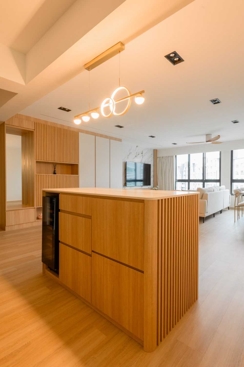 Scandinavian Kitchen with Countertop and Vinyl Flooring
