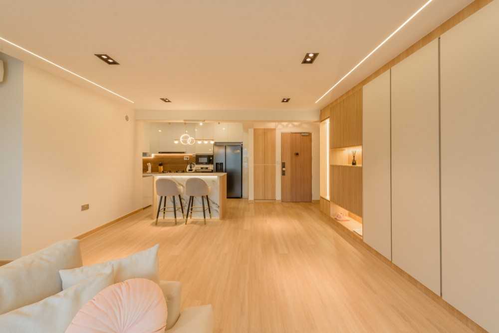 Scandinavian Living Room with Settee and Vinyl Flooring