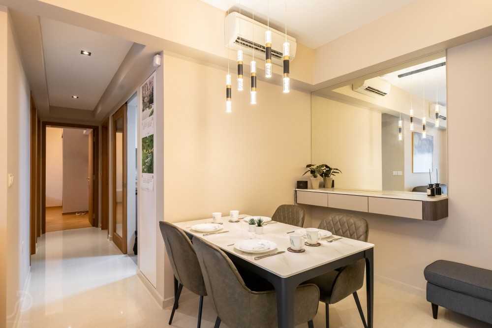 Contemporary Dining Room with Cove Lighting and Dining Table