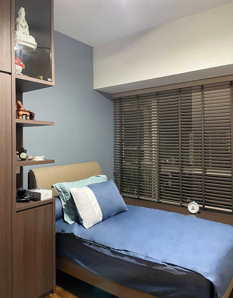 Scandinavian Bedroom with Wardrobe and Bedside Table
